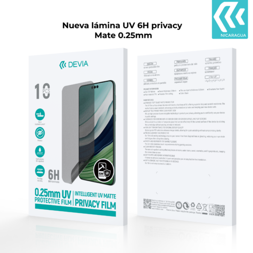 Láminas Hidrogel UV 6H Privacy (10u)